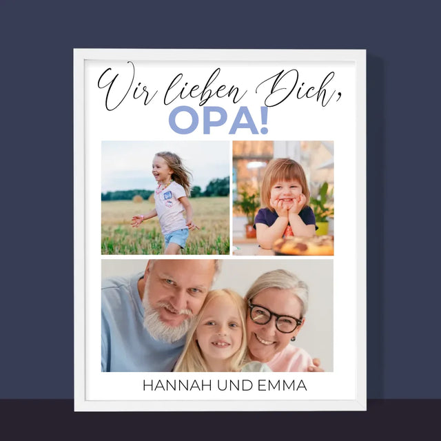 Fotocollage: Wir Lieben Dich, Opa! - Druck Mit Rahmen 30X40