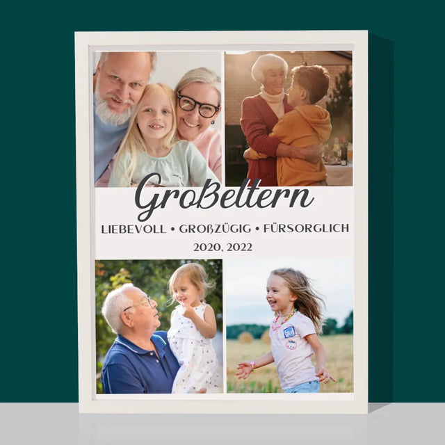 Fotocollage: Geliebte Großeltern - Druck Mit Rahmen 30X40