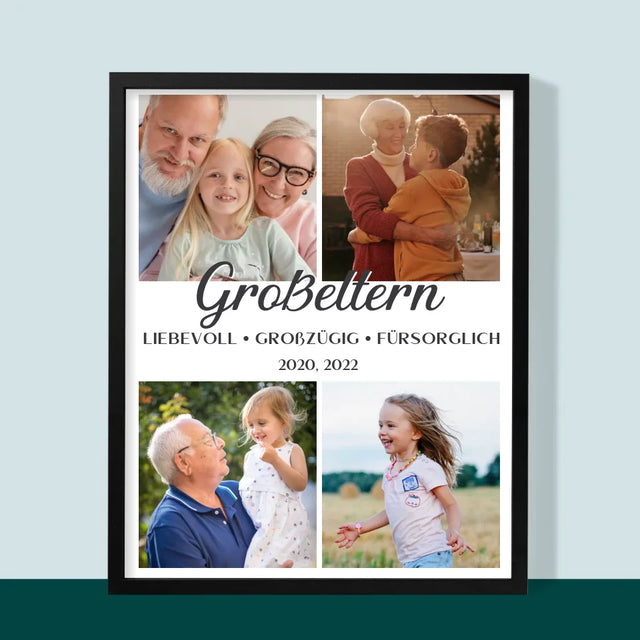 Fotocollage: Geliebte Großeltern - Druck Mit Rahmen 30X40