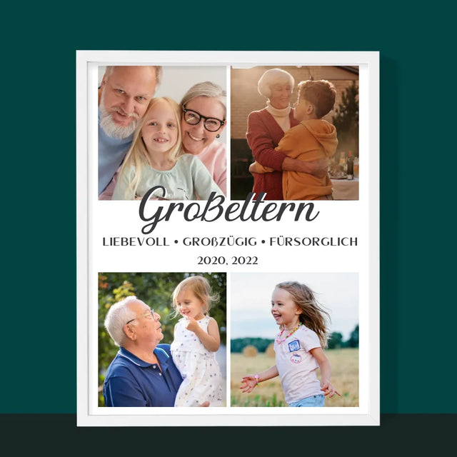 Fotocollage: Geliebte Großeltern - Druck Mit Rahmen 30X40