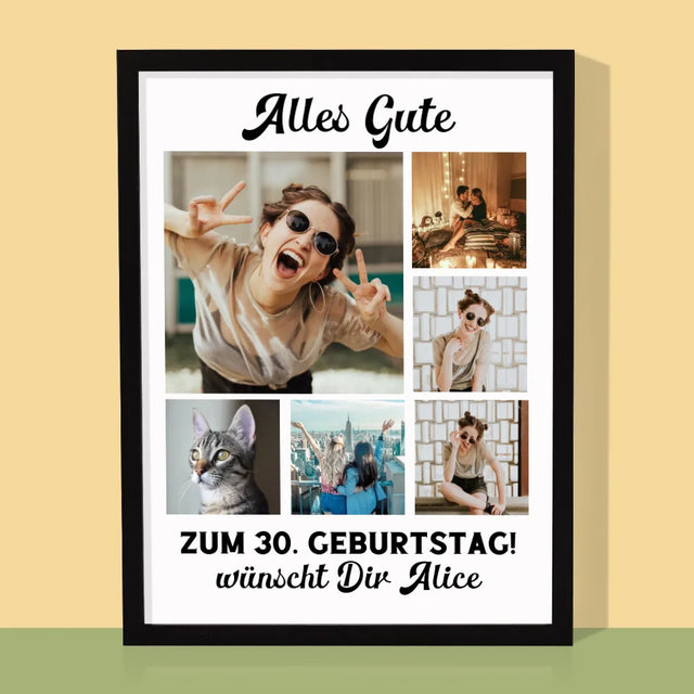 Fotocollage: Geburtstags-Collage - Druck Mit Rahmen 30X40