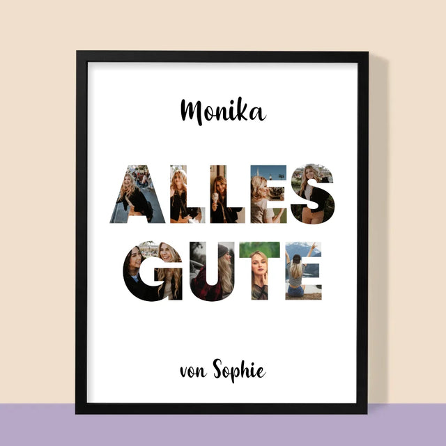 Buchstaben-Collage: Alles Gute - Druck Mit Rahmen 30X40