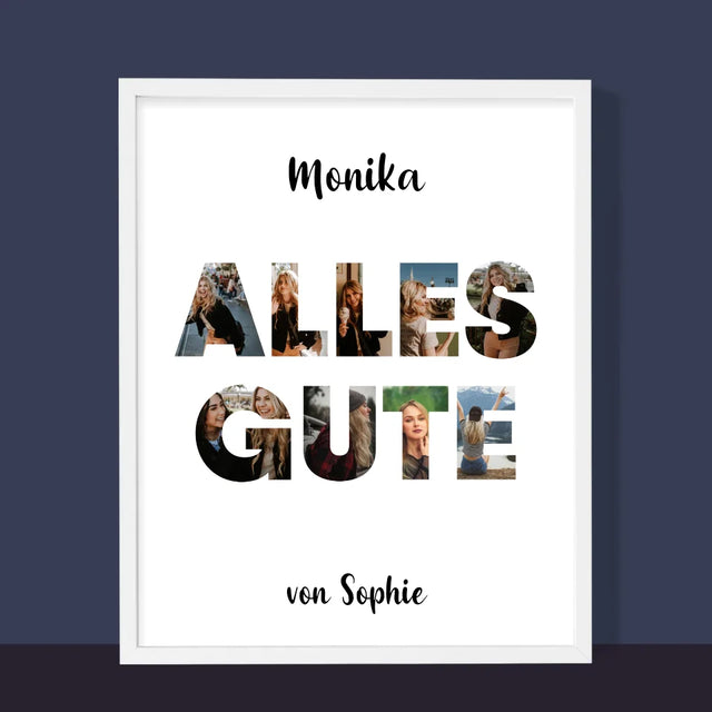 Buchstaben-Collage: Alles Gute - Druck Mit Rahmen 30X40