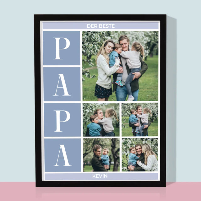 Fotocollage: Bester Papa Collage - Druck Mit Rahmen 30X40