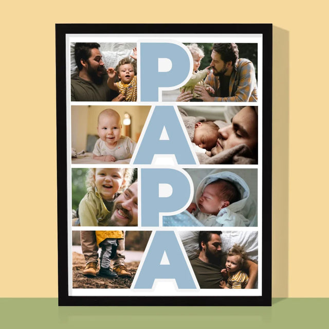 Fotocollage: Aufschrift Papa - Druck Mit Rahmen 30X40