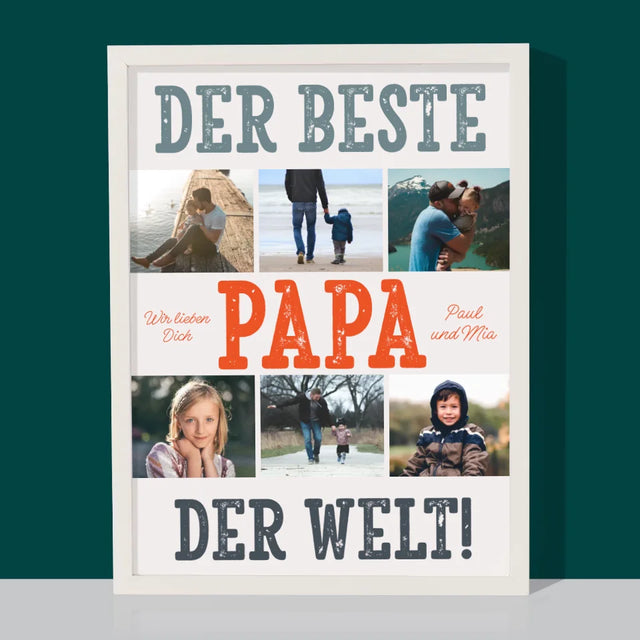 Fotocollage: Bester Papa Der Welt Fotos - Druck Mit Rahmen 30X40