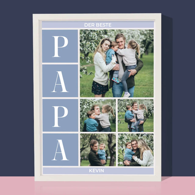 Fotocollage: Bester Papa Collage - Druck Mit Rahmen 30X40