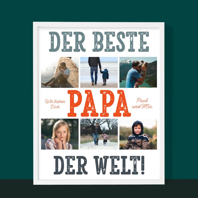 Fotocollage: Bester Papa Der Welt Fotos - Druck Mit Rahmen 30X40