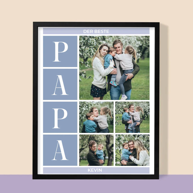 Fotocollage: Bester Papa Collage - Druck Mit Rahmen 30X40