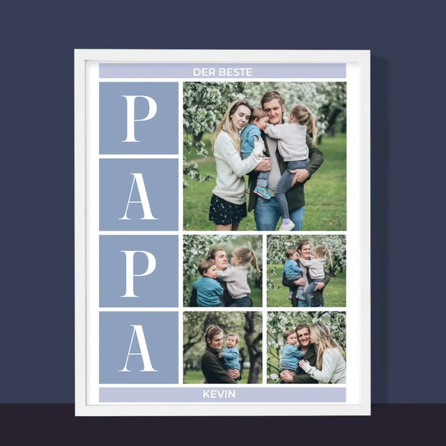 Fotocollage: Bester Papa Collage - Druck Mit Rahmen 30X40