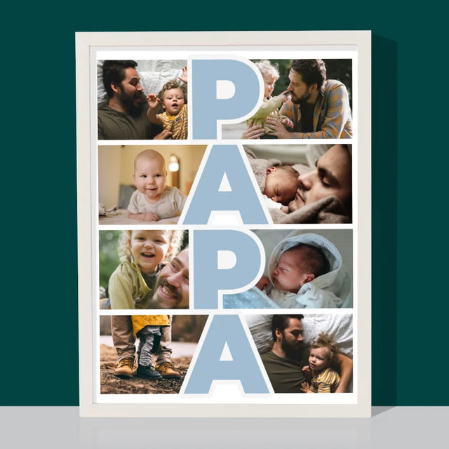 Fotocollage: Aufschrift Papa - Druck Mit Rahmen 30X40