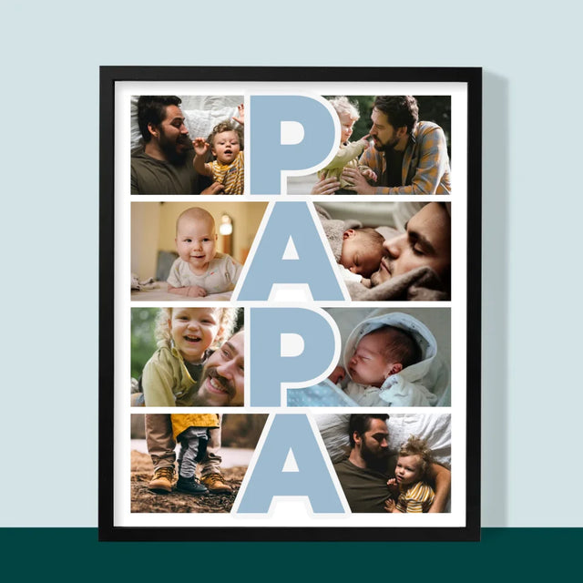 Fotocollage: Aufschrift Papa - Druck Mit Rahmen 30X40