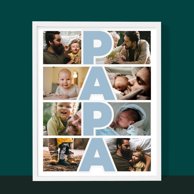 Fotocollage: Aufschrift Papa - Druck Mit Rahmen 30X40