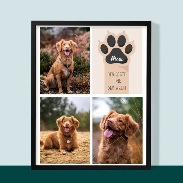 Fotocollage: Bester Hund - Druck Mit Rahmen 30X40