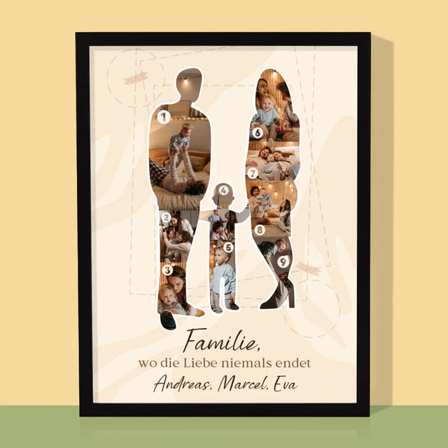 Form-Collage: Familienliebe - Druck Mit Rahmen 30X40