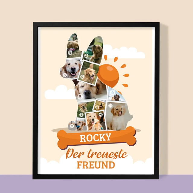 Form-Collage: Hund - Druck Mit Rahmen 30X40