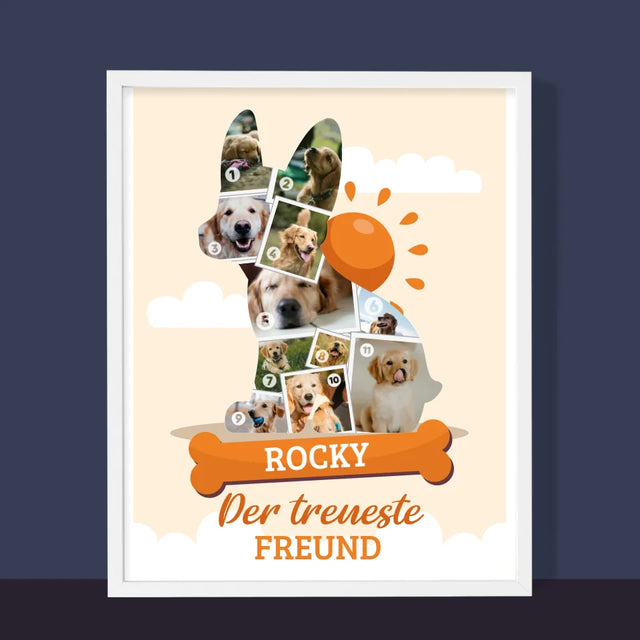 Form-Collage: Hund - Druck Mit Rahmen 30X40