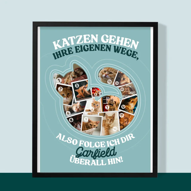 Form-Collage: Katze - Druck Mit Rahmen 30X40