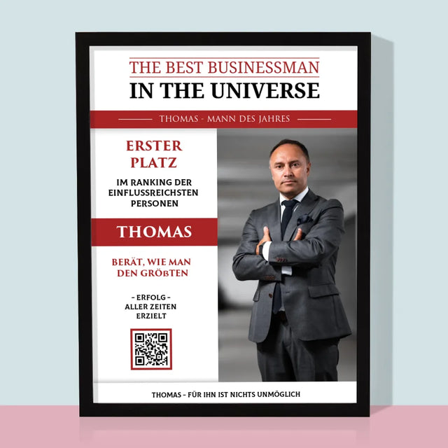 Magazin-Cover: The Best Businessman In The Universe - Druck Mit Rahmen 30X40