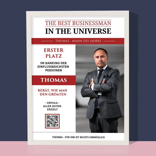 Magazin-Cover: The Best Businessman In The Universe - Druck Mit Rahmen 30X40