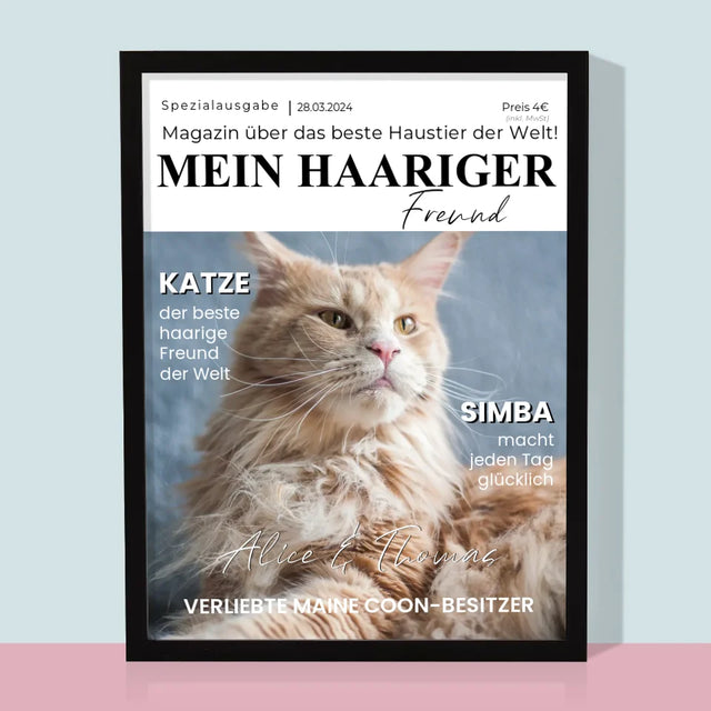 Magazin-Cover: Haariger Freund - Druck Mit Rahmen 30X40