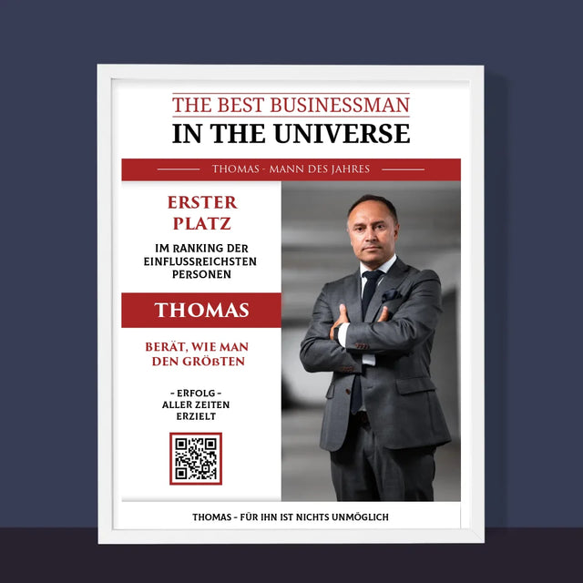 Magazin-Cover: The Best Businessman In The Universe - Druck Mit Rahmen 30X40