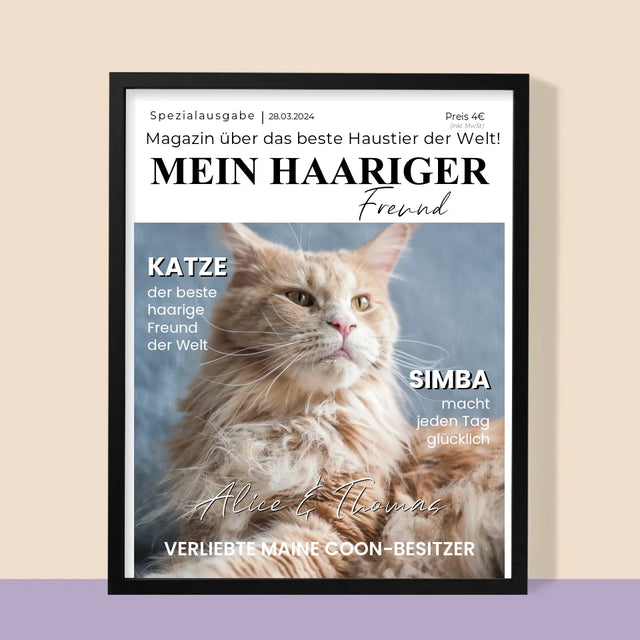 Magazin-Cover: Haariger Freund - Druck Mit Rahmen 30X40