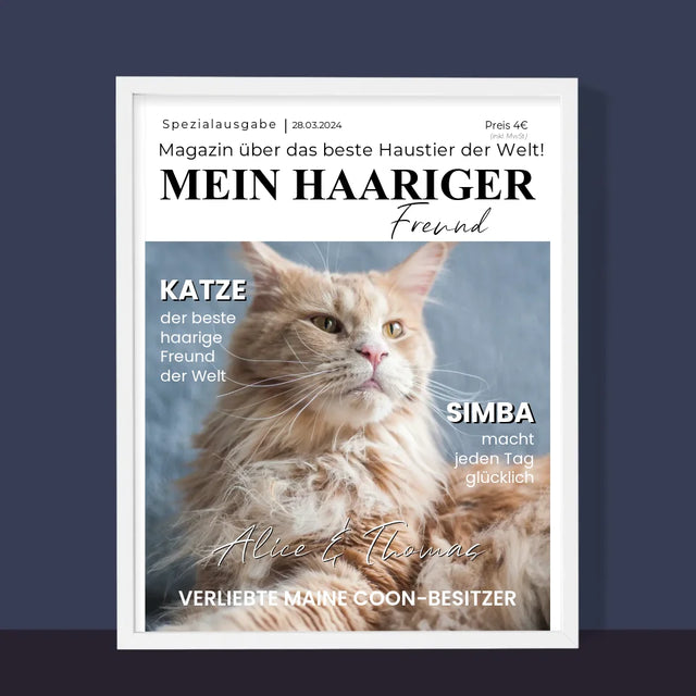 Magazin-Cover: Haariger Freund - Druck Mit Rahmen 30X40