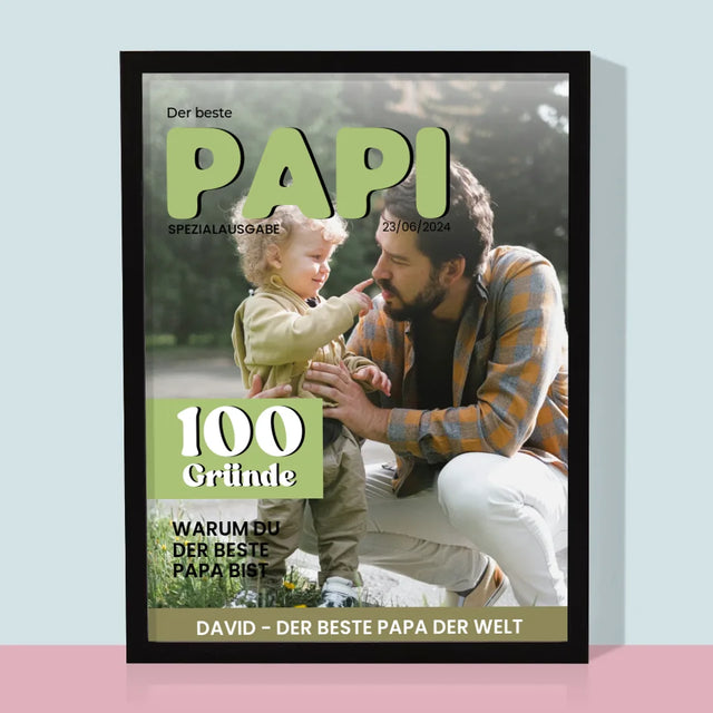 Magazin-Cover: Bester Papi - Druck Mit Rahmen 30X40