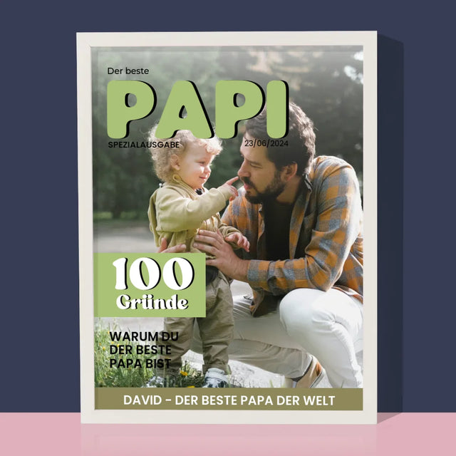 Magazin-Cover: Bester Papi - Druck Mit Rahmen 30X40