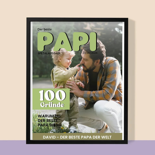 Magazin-Cover: Bester Papi - Druck Mit Rahmen 30X40