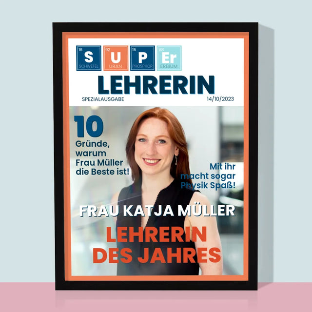 Magazin-Cover: Super Lehrer(In) - Druck Mit Rahmen 30X40