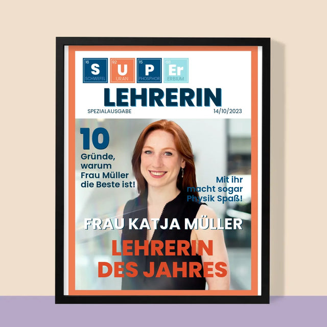 Magazin-Cover: Super Lehrer(In) - Druck Mit Rahmen 30X40