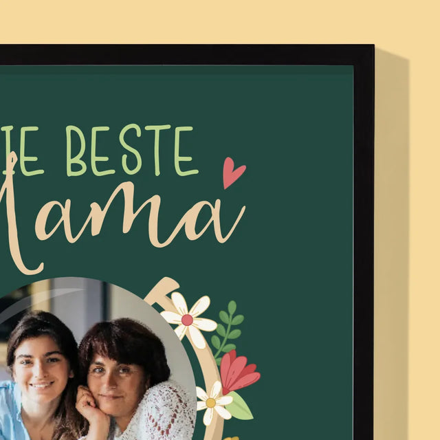 Foto Und Unterschrift: Beste Mama Welt - Druck Mit Rahmen 30X40