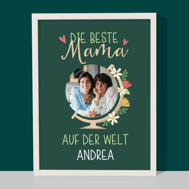 Foto Und Unterschrift: Beste Mama Welt - Druck Mit Rahmen 30X40