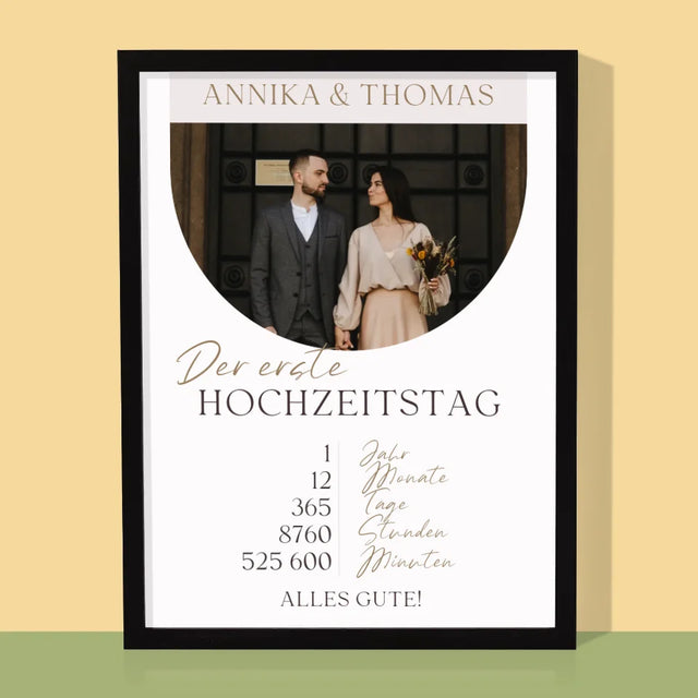 Foto Und Unterschrift: Erster Hochzeitstag - Druck Mit Rahmen 30X40