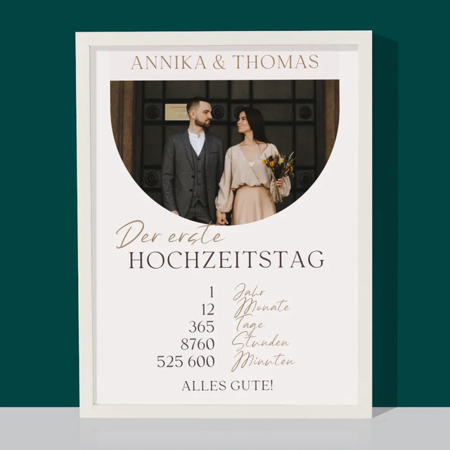 Foto Und Unterschrift: Erster Hochzeitstag - Druck Mit Rahmen 30X40