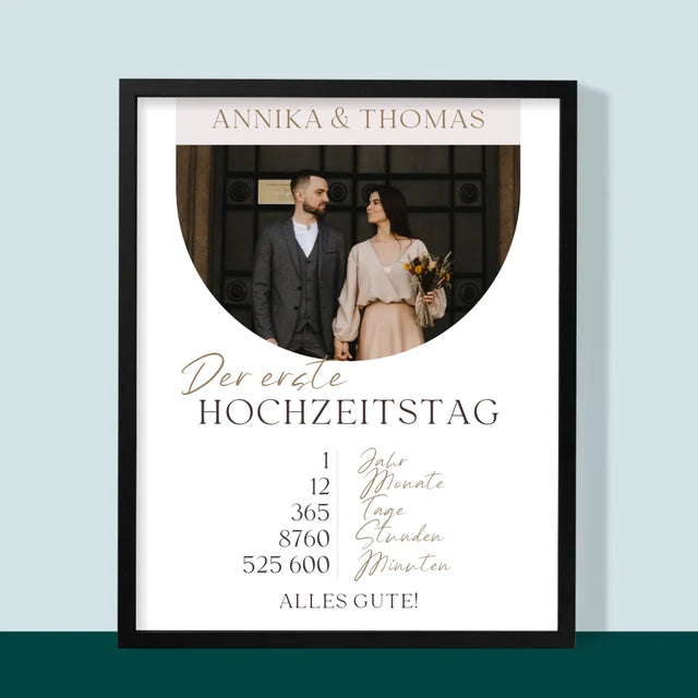 Foto Und Unterschrift: Erster Hochzeitstag - Druck Mit Rahmen 30X40