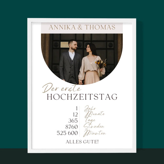 Foto Und Unterschrift: Erster Hochzeitstag - Druck Mit Rahmen 30X40