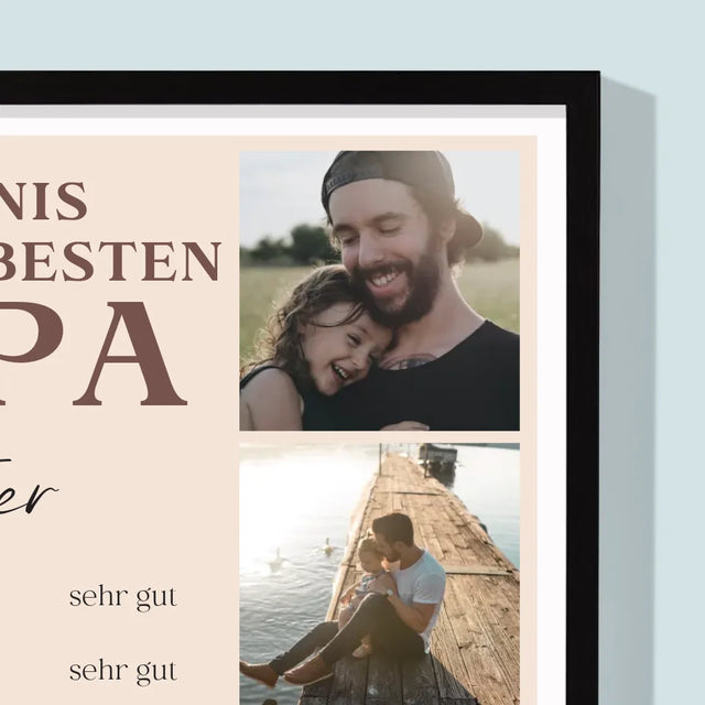 Fotocollage: Papa-Zeugnis - Druck Mit Rahmen 30X40