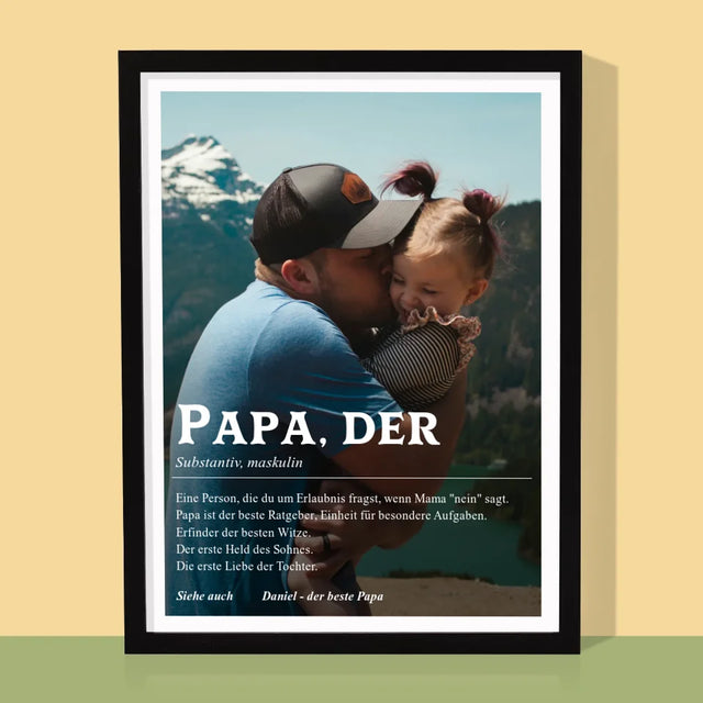 Foto Und Unterschrift: Definition Papa - Druck Mit Rahmen 30X40