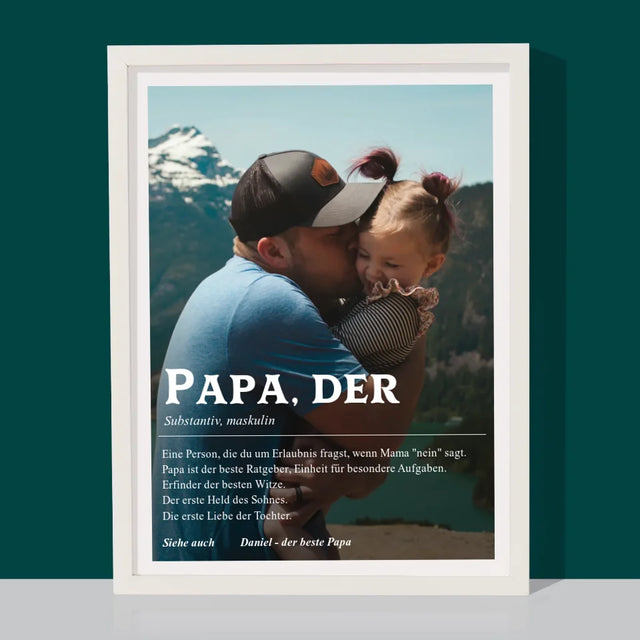 Foto Und Unterschrift: Definition Papa - Druck Mit Rahmen 30X40