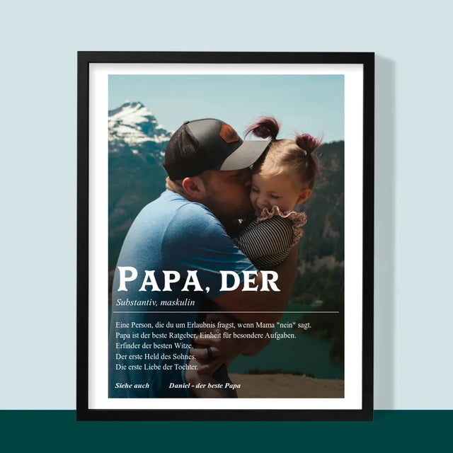 Foto Und Unterschrift: Definition Papa - Druck Mit Rahmen 30X40