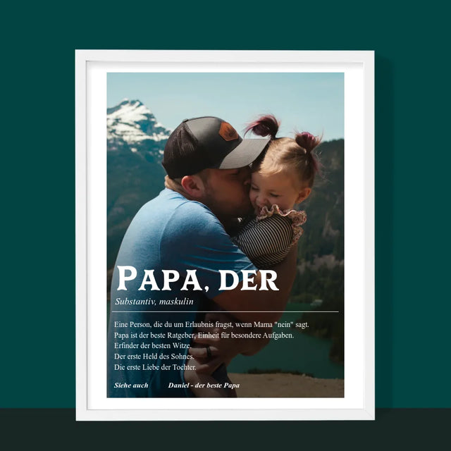 Foto Und Unterschrift: Definition Papa - Druck Mit Rahmen 30X40