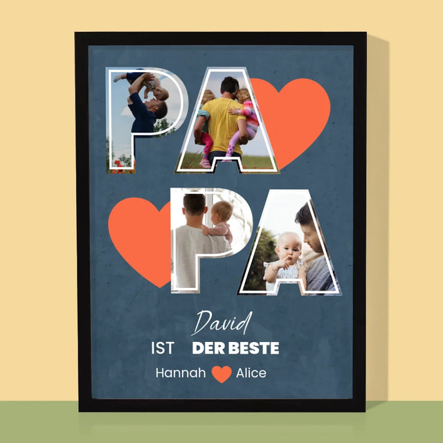 Fotocollage: Papa Ist Der Beste - Druck Mit Rahmen 30X40