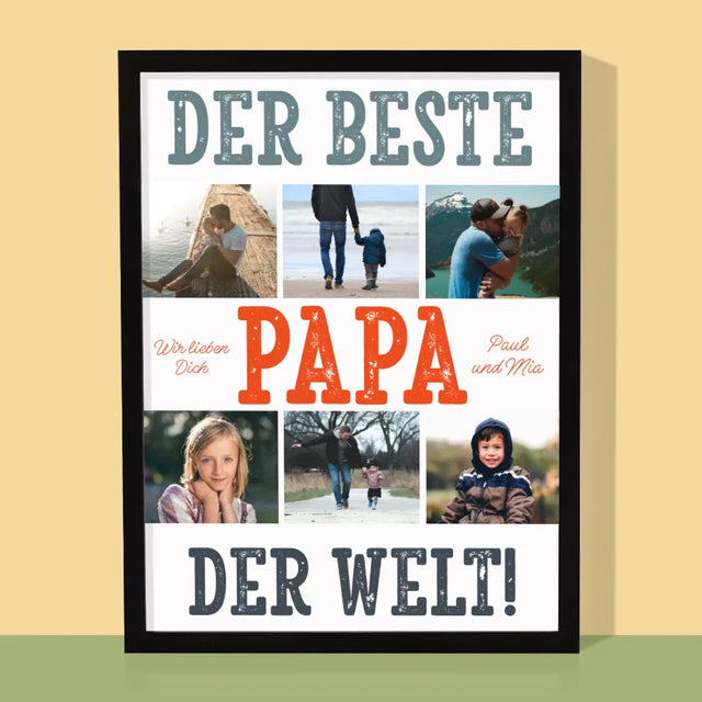 Fotocollage: Bester Papa Der Welt Fotos - Druck Mit Rahmen 30X40