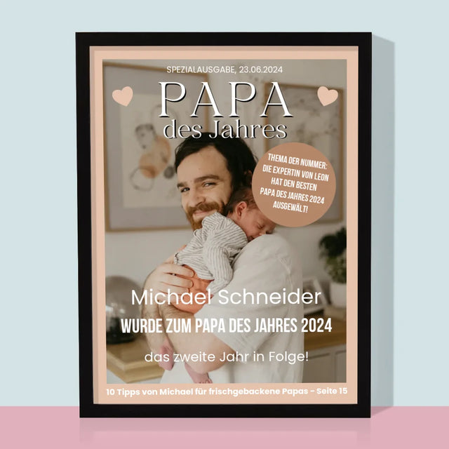 Magazin-Cover: Papa Des Jahres - Druck Mit Rahmen 30X40