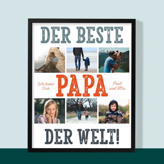 Fotocollage: Bester Papa Der Welt Fotos - Druck Mit Rahmen 30X40