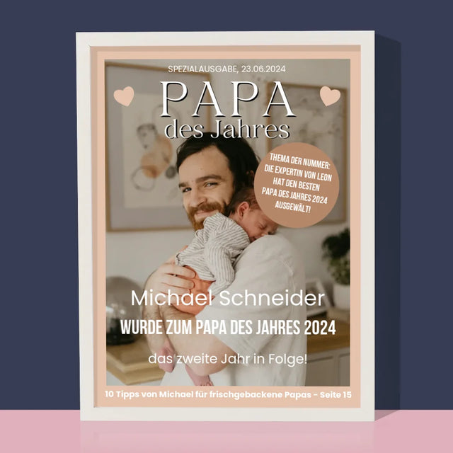 Magazin-Cover: Papa Des Jahres - Druck Mit Rahmen 30X40