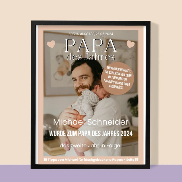 Magazin-Cover: Papa Des Jahres - Druck Mit Rahmen 30X40